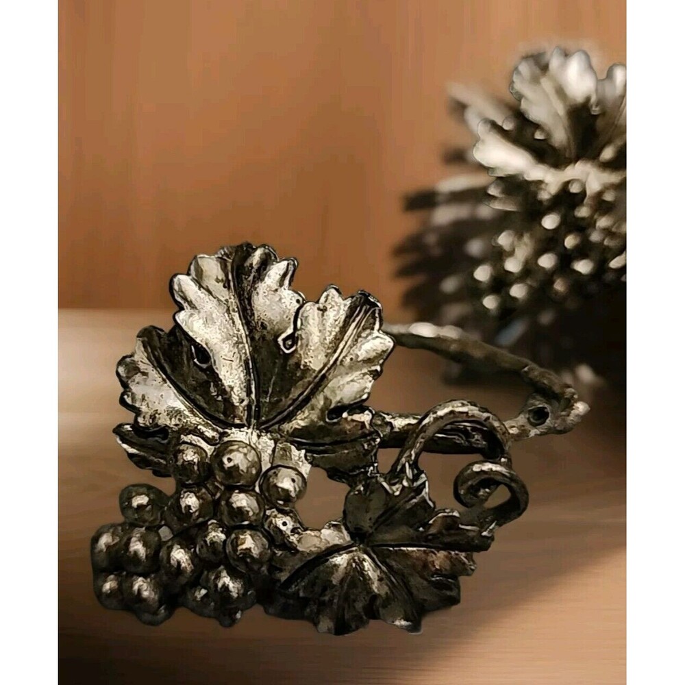 Vintage 1995 Arthur Court Silver Plated Grape Leaves Napkin Rings‎ 6 - Picture 4 of 9